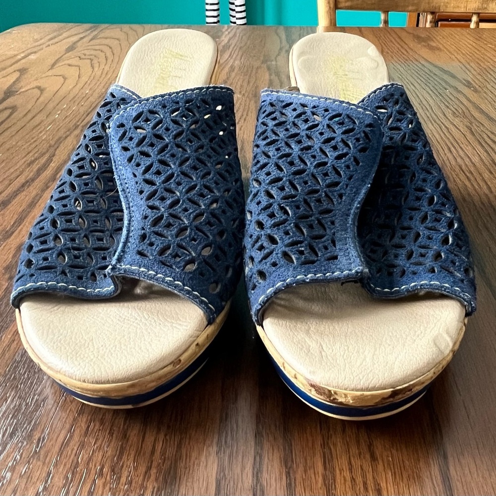 Women's Modabella Blue Slide Sandals Wedge